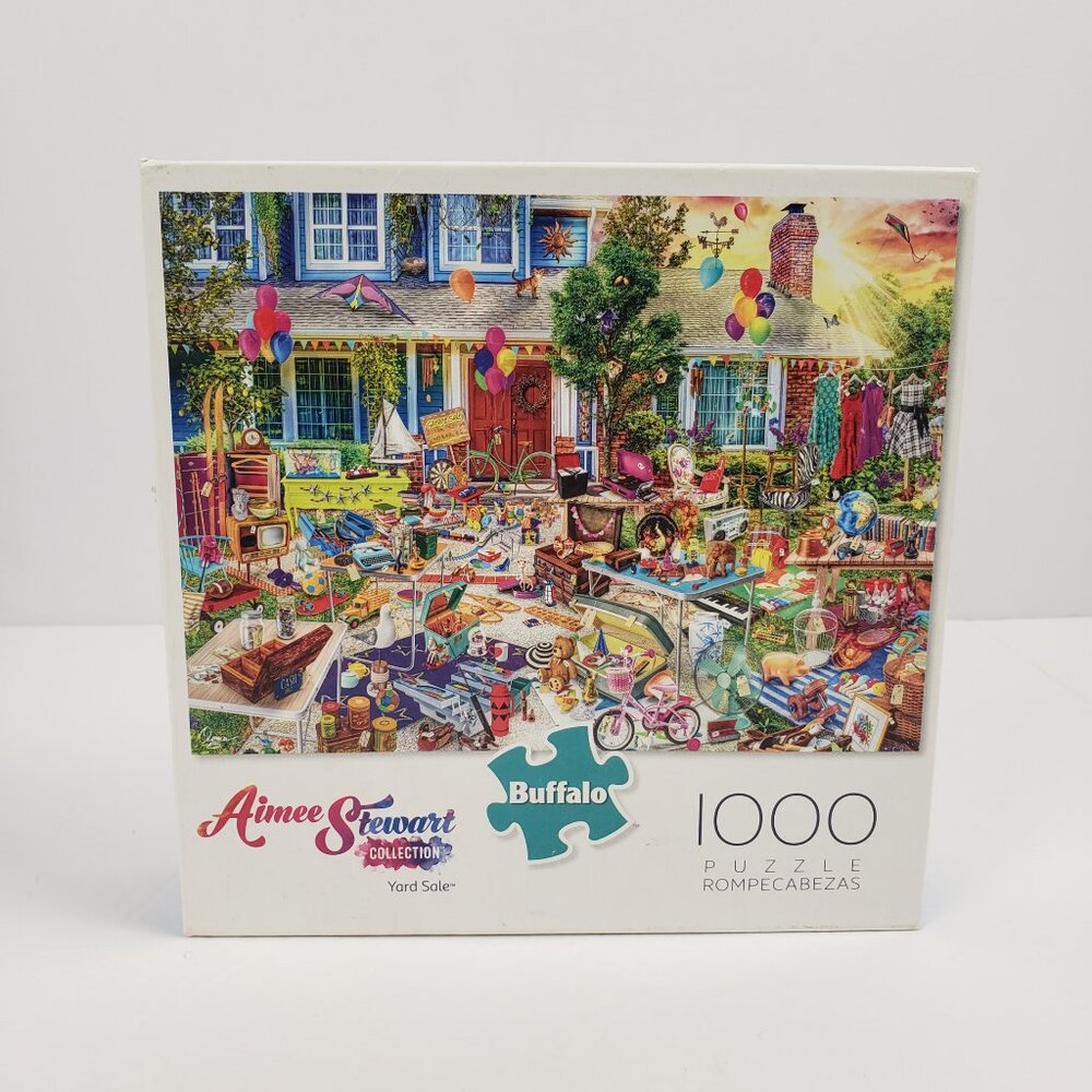 Buffalo Aimee Stewart 1000pc Yard Sale 26x19 Puzzle Game Pre-Assembled